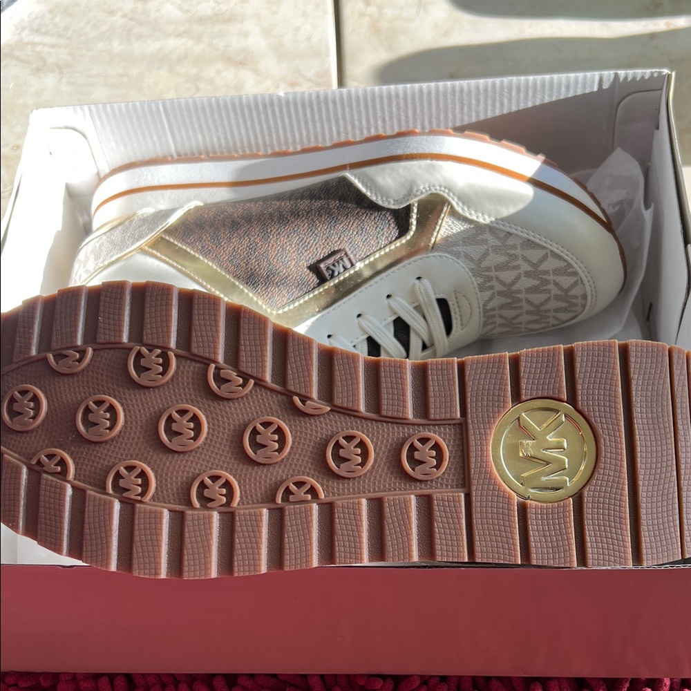 Michael Kors Gold and Brown Sneakers - Picture 2 of 5